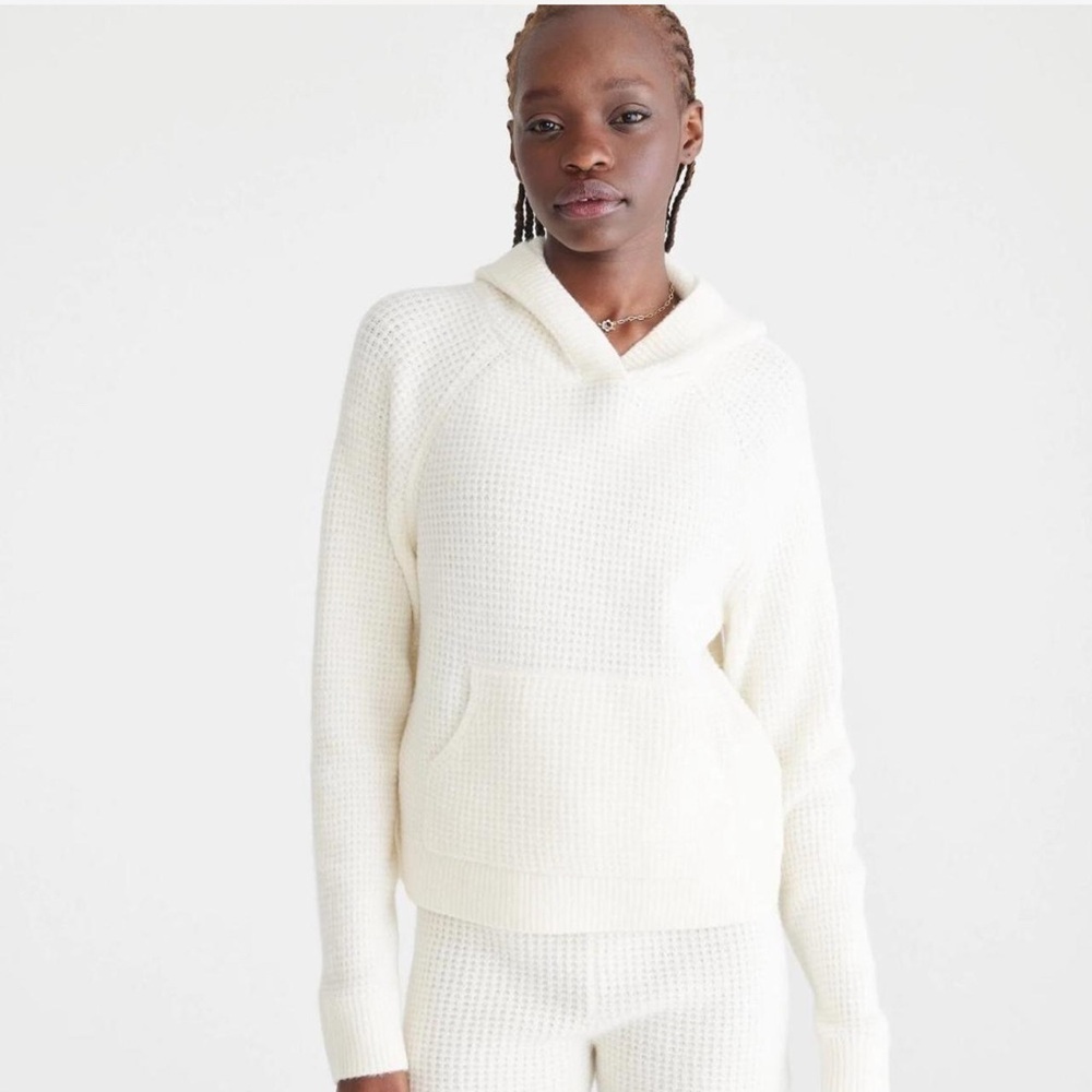 AEROPOSTALE Cream waffle sweater pullover hoodie